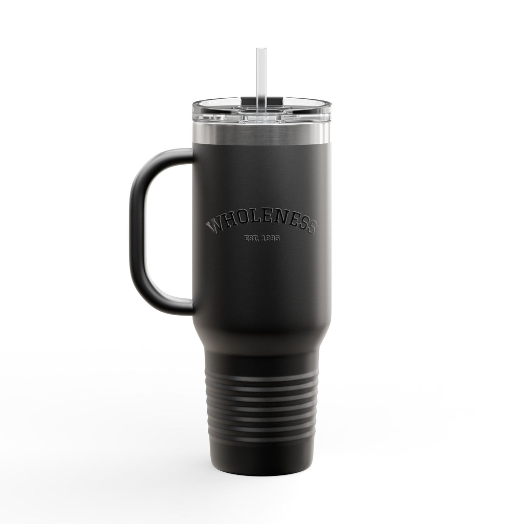 40oz Insulated Travel Mug — Colorful Wellness Bottle Illustration